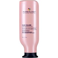 Pink Pureology Pure Volume Conditioner bottle, 266ml, with black cap and colorful logo.