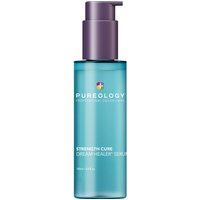 Blue Pureology Strength Cure Dream Healer Serum bottle with purple pump, 100ml, for damaged hair.
