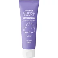 Purple tube of Purito Dermide Cica Barrier Sleeping Pack, 80ml, with white text and cloud design.