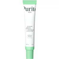Purito Wonder Releaf Centella Eye Cream in a white tube with green cap, 30ml, unscented formula.