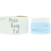 Light blue Pyunkang Yul cleansing balm jar with white lid, next to white box with blue text.