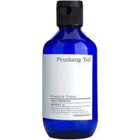 Blue Pyunkang Yul Essence Toner bottle, black cap, white label with black text, 200ml size.