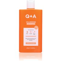 Orange Q+A Volumising Shampoo bottle, 250 ml, with white cap and bold white text.