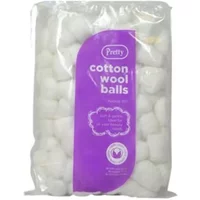 Quest Pretty Cotton Wool Balls White 100 Pcs in clear plastic bag with purple label.