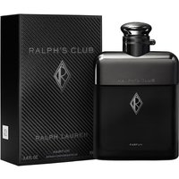 Ralph Lauren Ralph's Club Eau De Parfum 100ml, sleek black bottle with silver logo, next to textured black box.