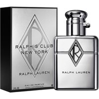 Silver Ralph Lauren Ralph's Club New York Eau de Parfum 60ml bottle with geometric logo and matching box.