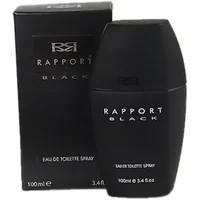 Black Rapport Eau De Toilette 100ml bottle with matching box, sleek design, white text branding.
