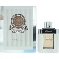 Rasasi Al Wisam Day Eau De Parfum 100ml, silver bottle with black label, matching striped box with logo.