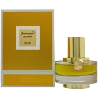 Rasasi Junoon Leather Eau De Parfum 50ml, gold cap, clear round bottle, matching gold and white box.
