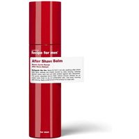 Red cylindrical bottle of Recipe for Men After Shave Balm, 100ml, with white label and black text.