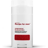 White Recipe for Men antiperspirant deodorant stick with red text and a rectangular red label.