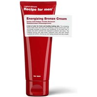 Red tube of Recipe for Men Energising Bronze Cream, 75ml, with white label and bold red text.