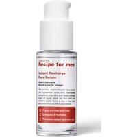 Recipe for Men Instant Recharge Face Serum 30ml, clear bottle with white pump and red text label.
