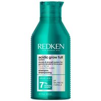Teal bottle of Redken Acidic Grow Full Densifying Shampoo for thin hair, white text, 300ml size.