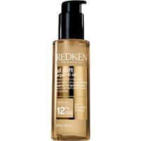 Redken All Soft Argan-6 Oil 100ml in a clear pump bottle with black cap and gold liquid inside.