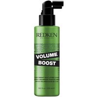 Green Redken Volume Boost 250ml spray bottle with black pump and bold black label.