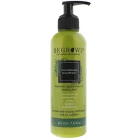 Green Regrowz Thickening Shampoo 225ml bottle with black pump and label featuring leaves and product details.