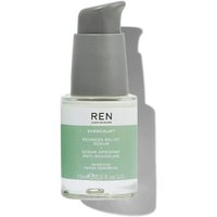 REN Skincare Mini Evercalm Redness Relief Serum 15ml in clear bottle with gray pump and green label.