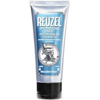 Reuzel Matte Styling Paste 100ml tube with blue label, silver cap, and vintage pig illustration.