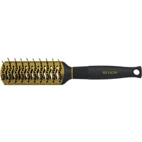 Black and gold Revlon ionic ceramic hairbrush with anti-tangle bristles and ergonomic handle.