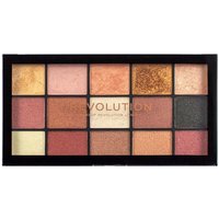 Revolution Makeup Reloaded Palette Affection with 15 warm-toned eyeshadows in a black rectangular case.