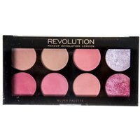 Revolution Makeup Ultra Blush Palette with eight pink and peach shades in a black rectangular case.