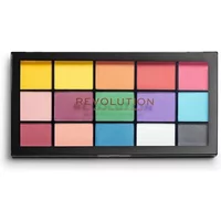 Revolution Reloaded Eyeshadow Palette with 15 vibrant matte shades in black rectangular case.