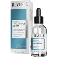 Revuele Skin Elements Double Hyaluron + B5 Serum 30ml with dropper, clear bottle, blue and white label, next to box.