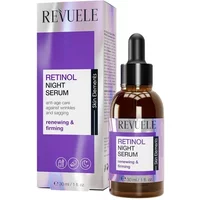Revuele Skin Elements Retinol Night Serum 30ml in amber dropper bottle with purple and white box packaging.