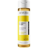 Revuele Vitamin C Toner 200ml, clear bottle with white cap, yellow label, black text, brightening formula.