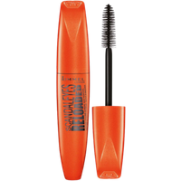 Orange Rimmel London Scandaleyes Reloaded Mascara tube with black brush, shade 002 Brown Black.