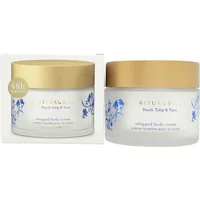 Rituals Amsterdam Collection whipped body cream in a white jar with blue floral design and gold lid, 220ml.