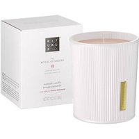 White Rituals Sakura scented candle in ribbed ceramic holder, gold accent, with matching box.