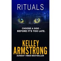 "Rituals book cover with yellow eyes, dark cityscape, and bold yellow author name Kelley Armstrong"