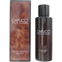 Dark brown Roberto Capucci Pour Homme Eau De Toilette 200ml bottle with black cap and matching box.