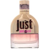 Gold and pink Roberto Cavalli Just Cavalli Eau de Toilette 50ml spray bottle with embossed logo.