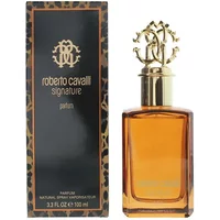 Roberto Cavalli Signature Eau De Parfum 100ml with gold ornate cap and amber bottle, leopard print box.