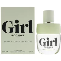 Rochas Girl Eau De Toilette 60ml bottle with pale green cap and matching box featuring bold black text.