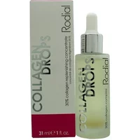 Clear bottle with dropper, silver cap, and "Rodial Collagen Booster Drops" label, next to matching box.