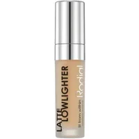 Rodial Lowlighter Latte in a clear bottle with silver cap, featuring black and white text branding.