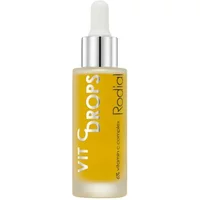 Clear bottle of Rodial Vitamin C Booster Drops with silver dropper and orange liquid.