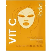 Orange Rodial Vitamin C cellulose sheet mask packet with stylized face illustration.