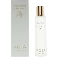 White Roja Parfums Elixir Supreme Hair Mist 50ml bottle with gold cap, next to matching branded box.