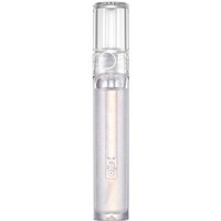 Clear rom&nd GLASTING WATER GLOSS tube with iridescent shimmer, labeled "01 SANHO CRUSH" in sleek, minimalist design.