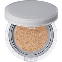 rom&nd NU ZERO CUSHION -04 BEIGE23, round compact with beige cushion foundation and sleek gray lid.