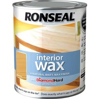 Ronseal Interior Wax can with natural matt finish label and image of wooden surface.