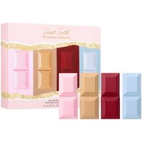 Sabrina Carpenter Bite Size Set with four 10ml pastel and bold colored bottles in pink, beige, red, and blue packaging.