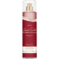Red Sabrina Carpenter Sweet Tooth Cherry Baby Body Mist, 236ml, with gold spray nozzle and white text.