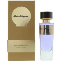 Purple glass bottle with gold cap and label, Salvatore Ferragamo Tuscan Creations Viola Essenziale Eau De Parfum 100ml.