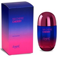 Sapil Ma Cherie Cherry EDP 100ml, gradient pink to blue bottle with matching box, sleek oval shape.
